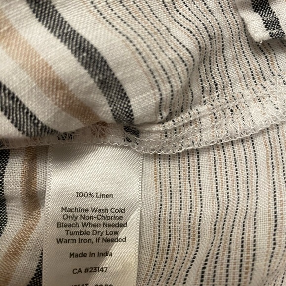 Talbots Womens Striped 100% Linen Tie-Sleeve Gray
Beige Top Size Medium - Picture 11 of 11